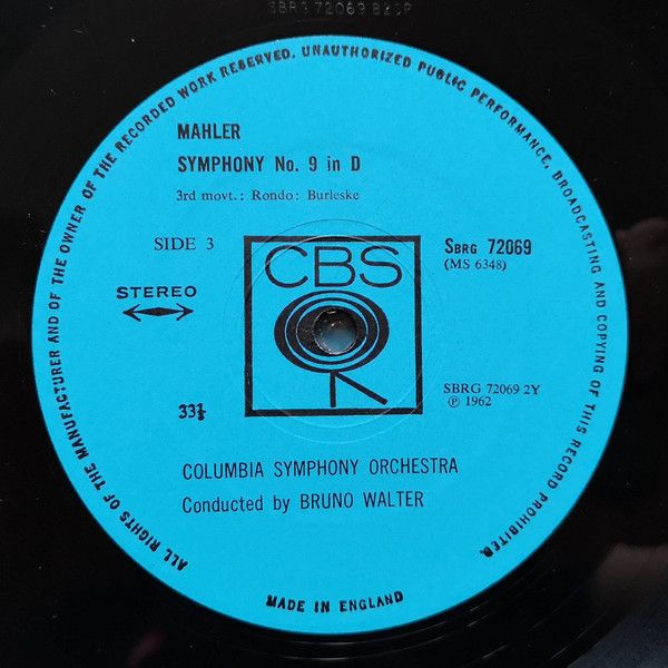 CBS 72068/9 - Gustav Mahler, Bruno Walter, Columbia Symphony Orc - Image 4