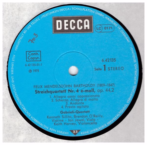 DECCA 6.42135 - The Gabrieli String Quartet, Felix Mendelssohn-B - Image 2