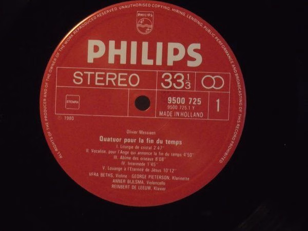 Philips 9500 725 - Olivier Messiaen - Quatuor Pour La Fin Du Tem - Image 3