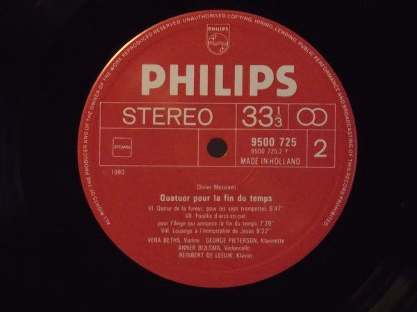 Philips 9500 725 - Olivier Messiaen - Quatuor Pour La Fin Du Tem - Image 4