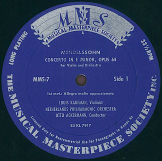 Musical Masterpiece Society MMS-7 - Felix Mendelssohn-Bartholdy,
