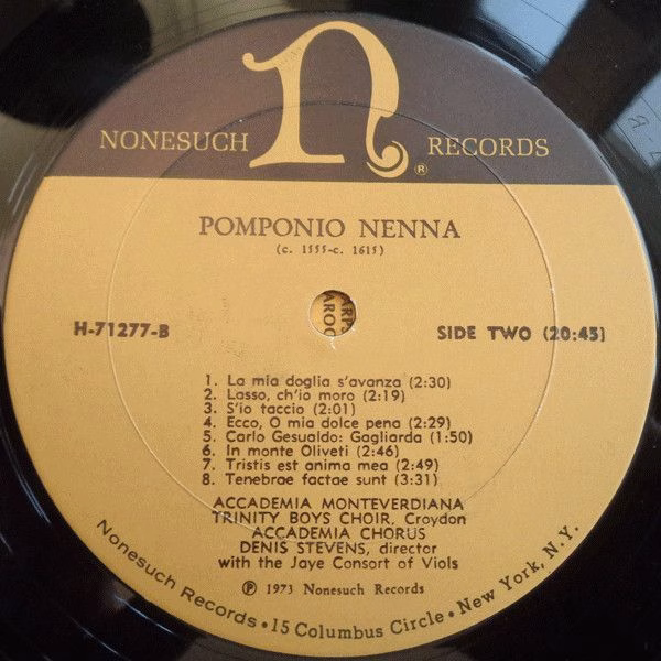 Nonesuch Records H-71277 - Pomponio Nenna, Carlo Gesualdo, Accad - Image 4