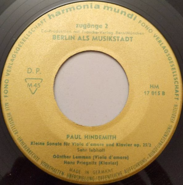 Harmonia Mundi HM 17015 - Paul Hindemith - Kleine Sonate Für Vio - Image 5