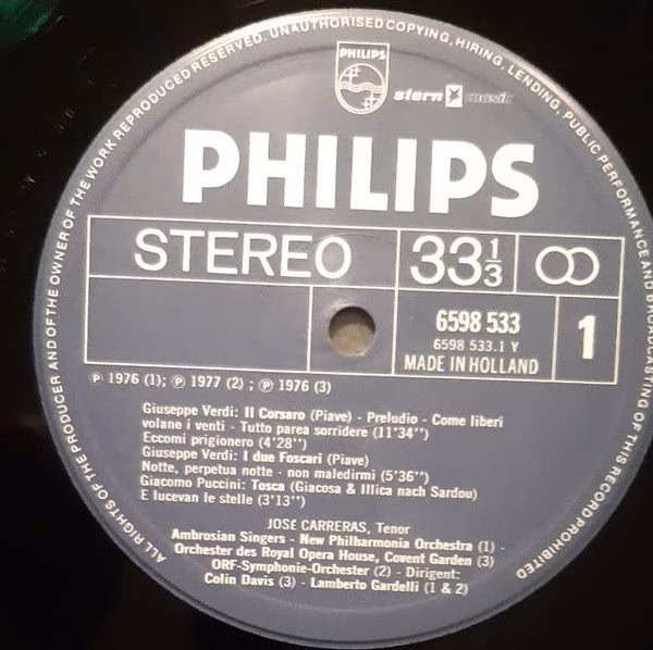 Philips 6598 533 - José Carreras, Giuseppe Verdi, Giacomo Puccin - Image 3