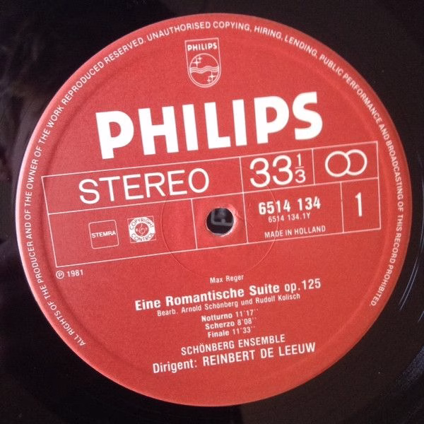 Philips 6514 134 - Arnold Schoenberg, Max Reger, Alexander Von Z - Image 3