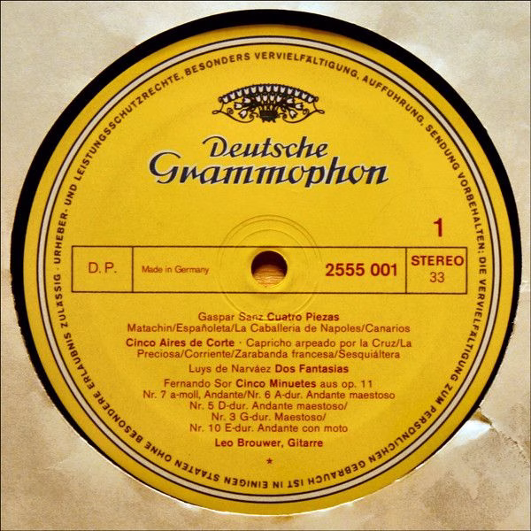 Deutsche Grammophon 2555 001 - Leo Brouwer, Gaspar Sanz, Luis de - Image 3
