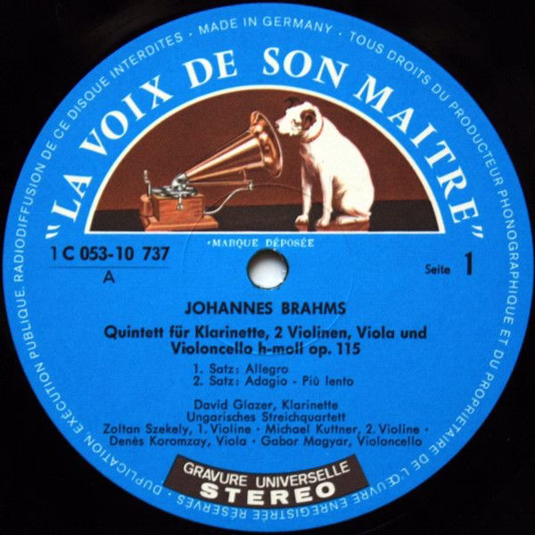 His Master's Voice 1 C 053-10 737 - Johannes Brahms, David Glaze - Image 3