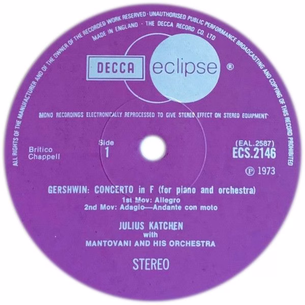 DECCA ECS 2146 - Mantovani And His Orchestra, Julius Katchen - G - Image 3