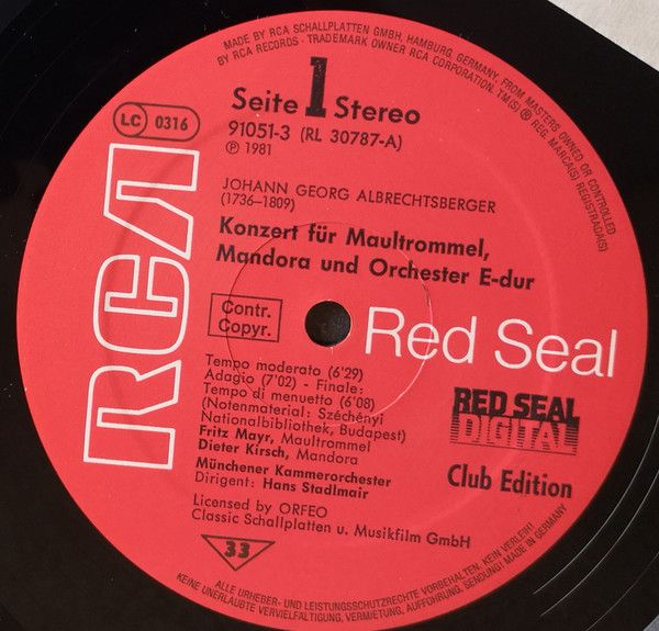 RCA Red Seal 91 051-3 - Johann Georg Albrechtsberger, Münchener - Image 3