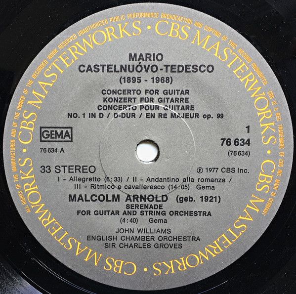 Columbia Masterworks 76634 - John Williams (7), Mario Castelnuov - Image 5