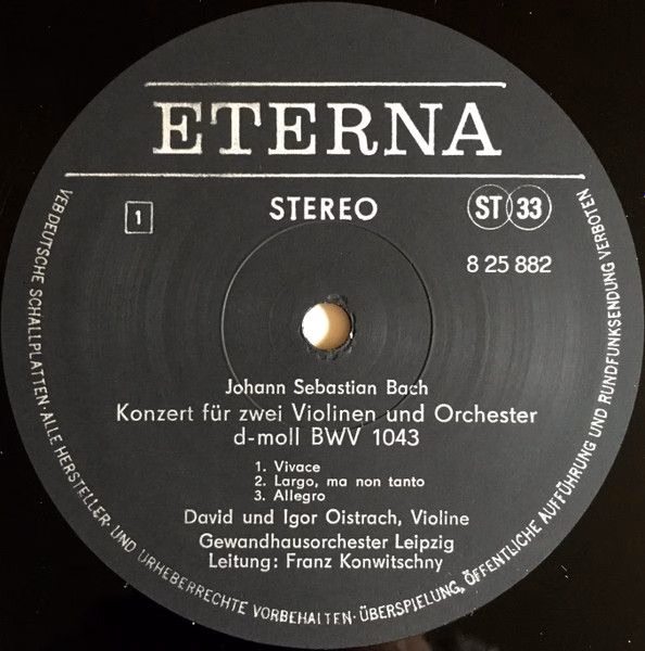 Eterna 8 25 882 - Johann Sebastian Bach, Antonio Vivaldi, David - Image 3
