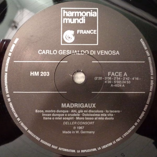 harmonia mundi France HM B 203 - Carlo Gesualdo, Deller Consort, - Image 3