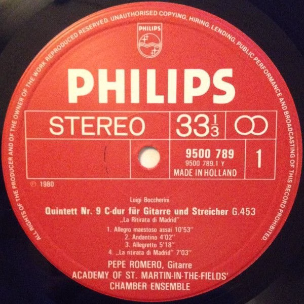 Philips 9500 789 - Luigi Boccherini, Pepe Romero, Academy Of St. - Image 3