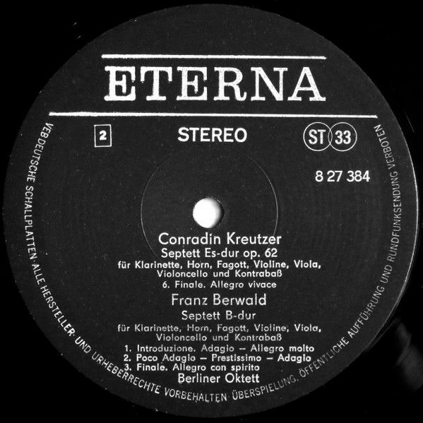 Eterna 8 27 384 - Konradin Kreutzer, Franz Berwald, Berliner Okt - Image 4