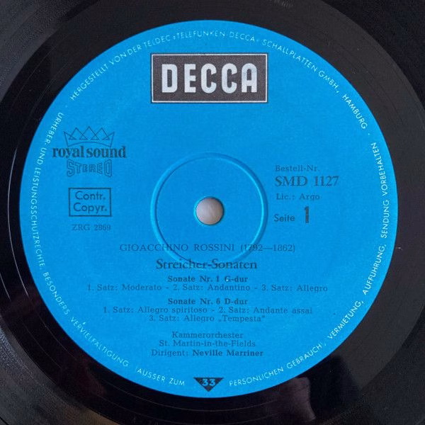 DECCA SMD 1127 - Gioacchino Rossini, The Academy Of St. Martin-i - Image 3