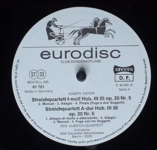 Eurodisc 61719 - Joseph Haydn, Ulbrich-Quartett - Streichquartet - Image 8