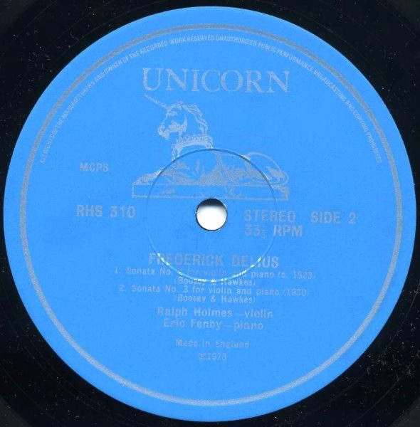 Unicorn Records (3) RHS 310 - Frederick Delius, Ralph Holmes, Er - Image 4