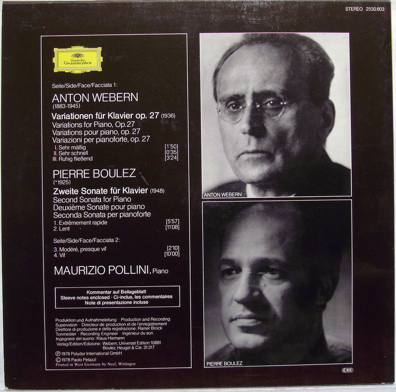 Deutsche Grammophon 2530 803 - Maurizio Pollini, Anton Webern, P - Image 2