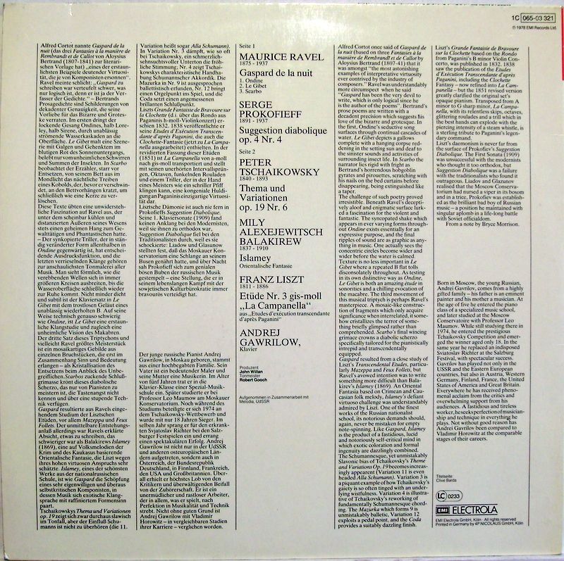 His Master's Voice 1C 065-03 321 - Andrei Gavrilov - Ravel: Gasp - Image 3