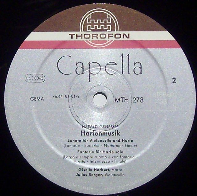Capella (4) MTH 278 - Harald Genzmer - Harfenmusik - Image 4