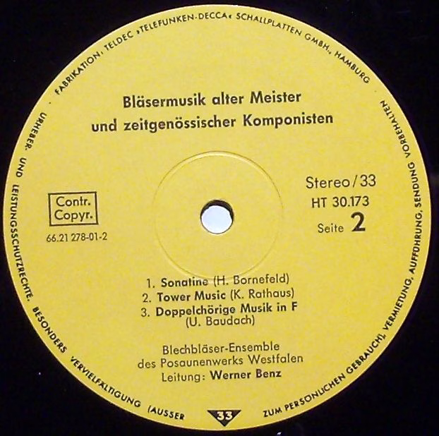 Not On Label HT 30.173 - Westfälisches Blechbläser-Ensemble, Wer - Image 3