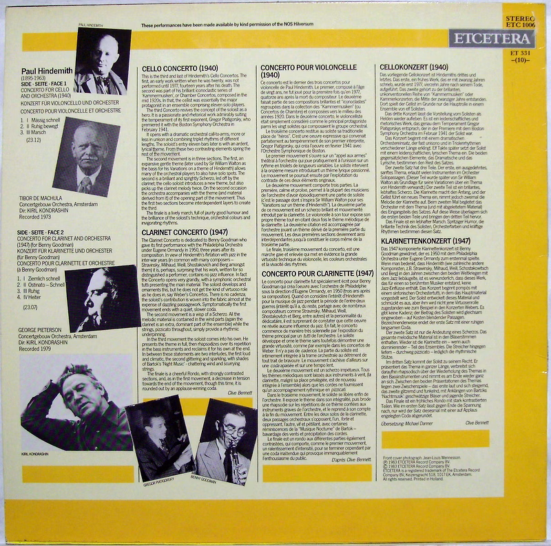 Etcetera (3) ETC 1006 - Paul Hindemith, Tibor De Machula, George - Image 2