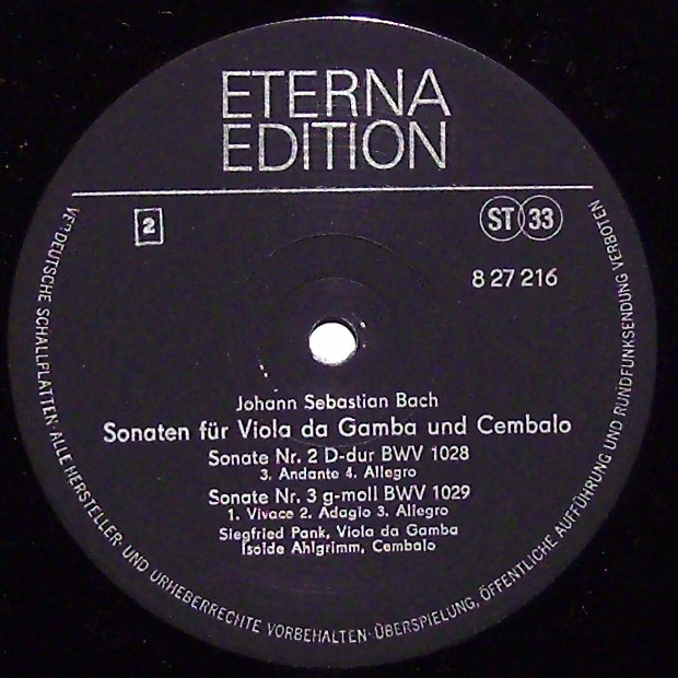 Eterna 8 27 216 - Johann Sebastian Bach, Siegfried Pank, Isolde - Image 3
