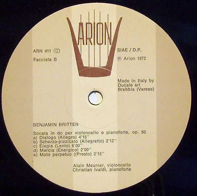 ARION ARN 411 STEREO - Benjamin Britten, Gian Francesco Malipier - Image 3