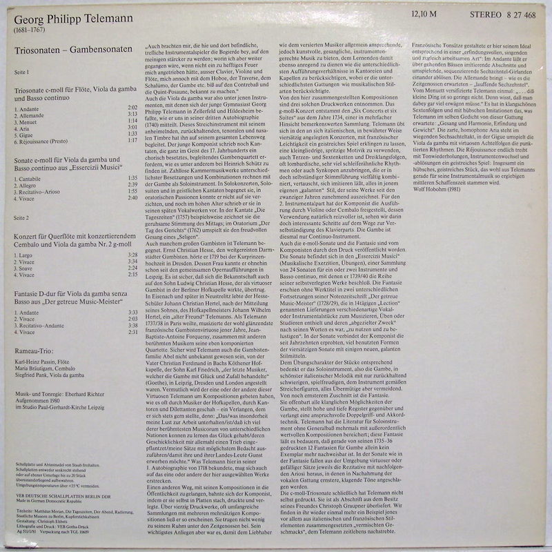 Eterna 8 27 468 - Georg Philipp Telemann, Rameau-Trio - Triosona - Image 2