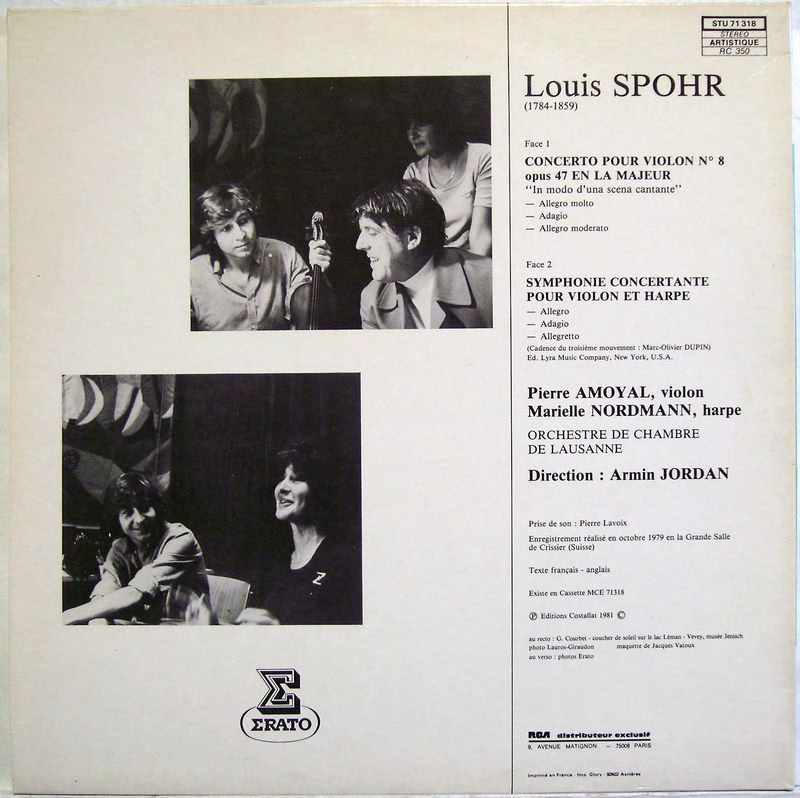 Erato STU 71318 - Louis Spohr, Pierre Amoyal, Marielle Nordmann - Image 2