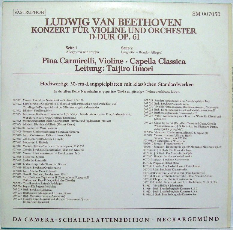 Sastruphon SM 007050 - Ludwig van Beethoven, Pina Carmirelli, Ca - Image 3