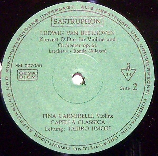 Sastruphon SM 007050 - Ludwig van Beethoven, Pina Carmirelli, Ca - Image 4