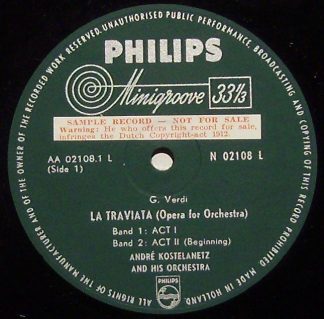 Philips N 02108 L - Giuseppe Verdi, André Kostelanetz And His Or