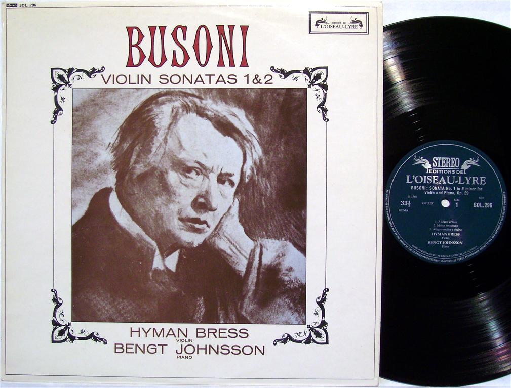 L'Oiseau-Lyre SOL 296 - Ferruccio Busoni, Hyman Bress, Bengt Joh