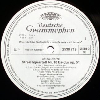 Deutsche Grammophon 2530 719 - Antonín Dvořák, Prague String Qua