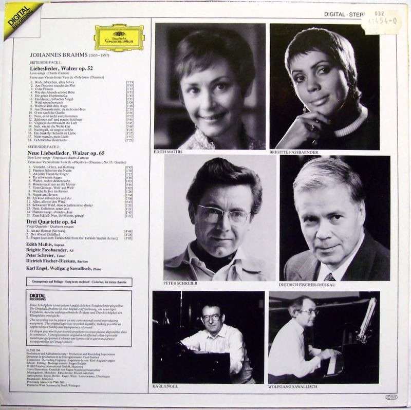 Deutsche Grammophon 2532 094 - Johannes Brahms, Edith Mathis, Br - Image 2