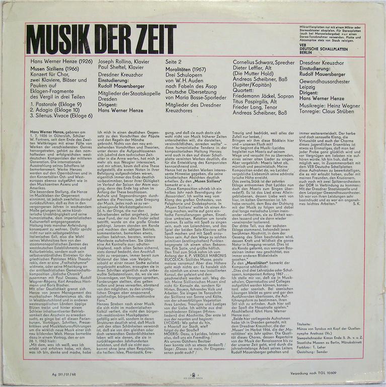 Eterna 8 25 709 - Hans Werner Henze, Dresdner Kreuzchor, Staatsk - Image 2