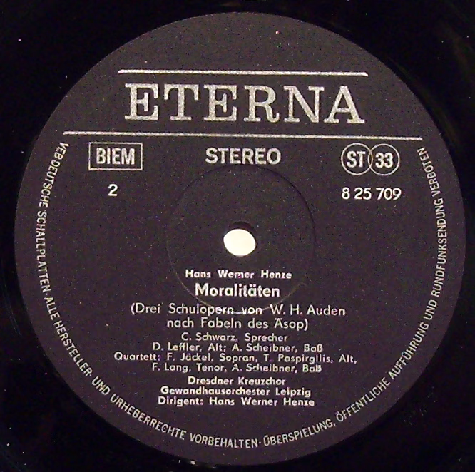 Eterna 8 25 709 - Hans Werner Henze, Dresdner Kreuzchor, Staatsk - Image 3
