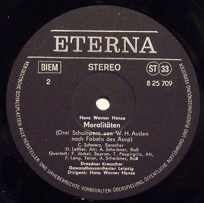 Eterna 8 25 709 - Hans Werner Henze, Dresdner Kreuzchor, Staatsk - Image 3