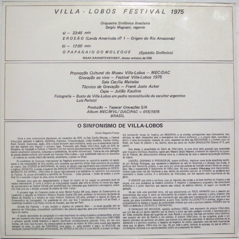 Kuarup Discos KLP-002 - Heitor Villa-Lobos - Os Choros De Câmara - Image 2