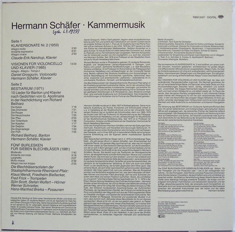 RBM Records RBM 3097 - Hermann Schäfer (2) - Kammermusik - Image 2