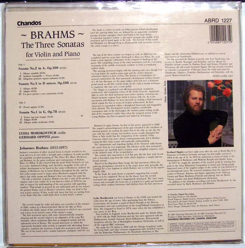 Chandos ABRD 1227 - Johannes Brahms, Lydia Mordkovitch, Gerhard - Image 2