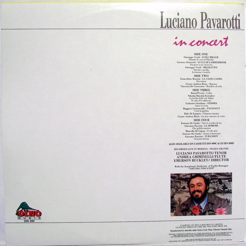 Dino Music DIN 090 - Luciano Pavarotti - Luciano Pavarotti In Co - Image 2