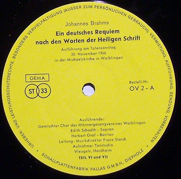 Tonstudio Vleugels OV 1 - A - Johannes Brahms - Ein Deutsches Re - Image 3