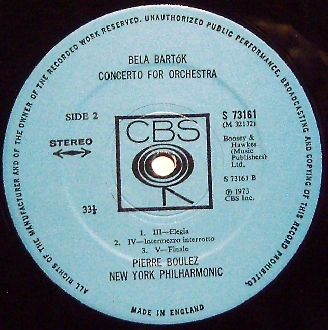 CBS 73161 - Pierre Boulez, Béla Bartók, New York Philharmonic - - Image 3