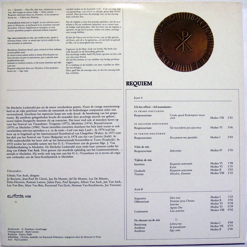 Eufoda 1058 - Urbain Van Asch - Requiem - Gregoriaans Uit De Lit - Image 2