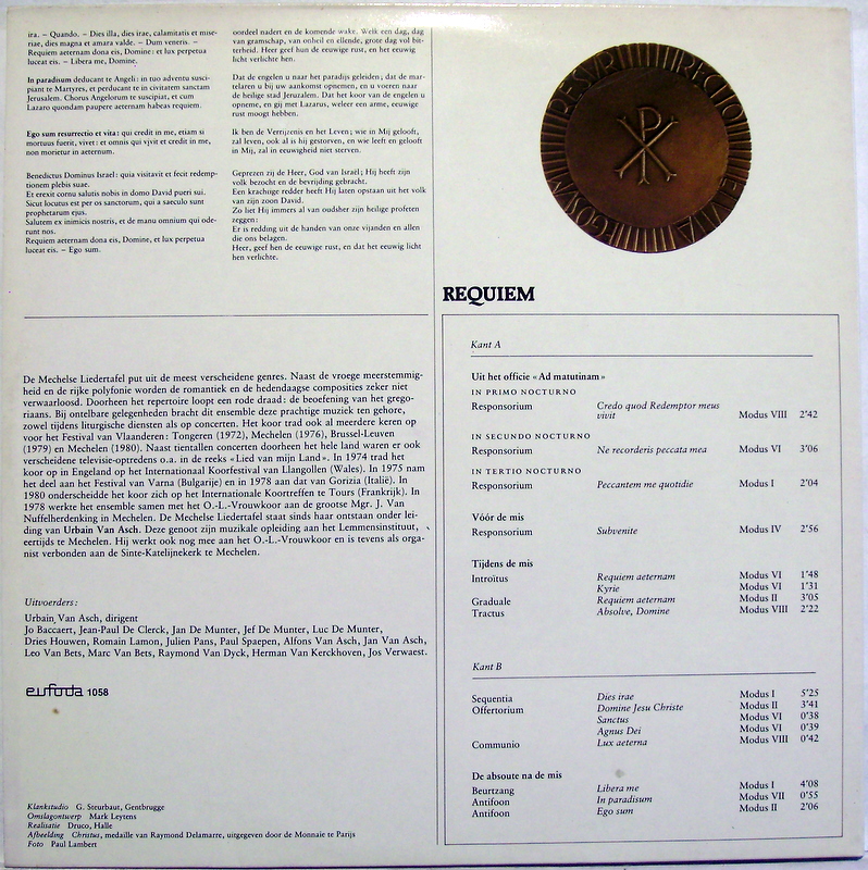 Eufoda 1058 - Urbain Van Asch - Requiem - Gregoriaans Uit De Lit - Image 2