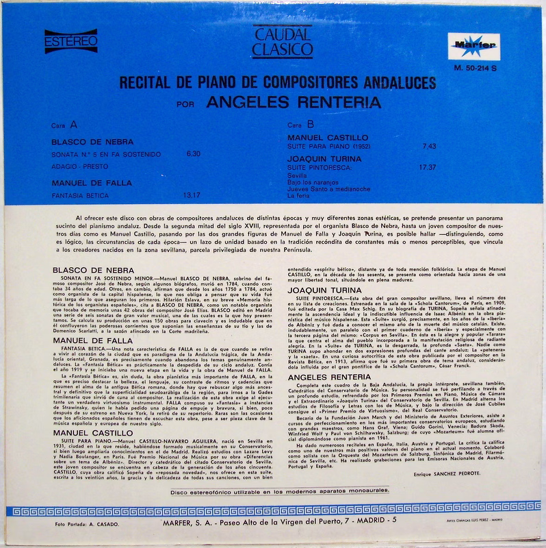 Marfer M. 50-214 S - Ángeles Rentería, Manuel Blasco De Nebra, M - Image 2