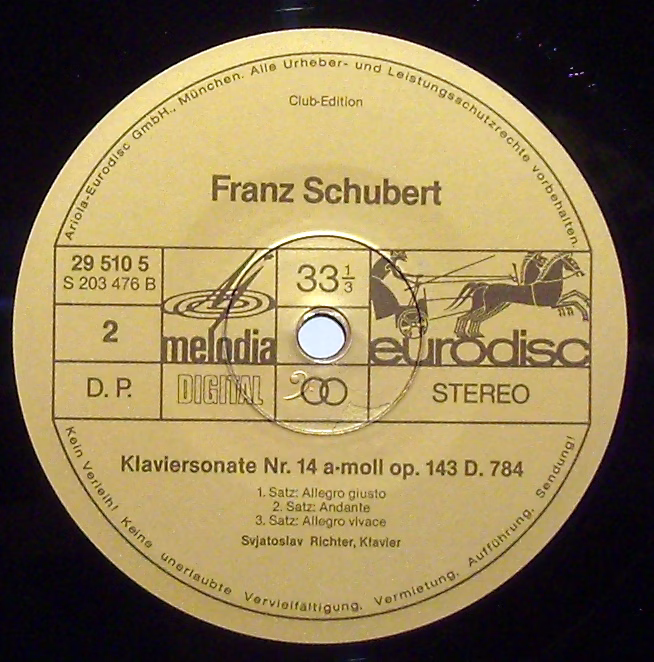 Eurodisc 29 510 5 - Franz Schubert, Sviatoslav Richter - Sonatas - Image 3