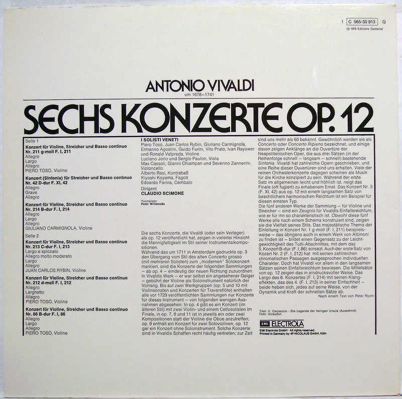 EMI 1C065-30 913 - Antonio Vivaldi, I Solisti Veneti, Claudio Sc - Image 2